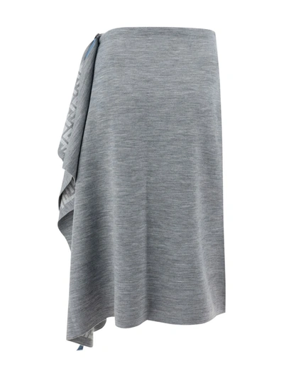 Shop Fendi Skirts In Grey Melange