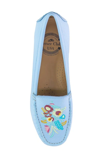 Shop Driver Club Usa Nashville Embroidered Driving Loafer In Baby Blue Tumbled