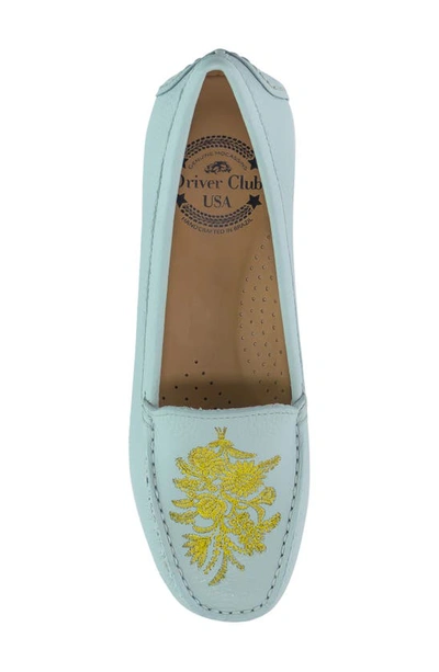 Shop Driver Club Usa Nashville Embroidered Driving Loafer In Aqua Tumbled/ White Sole