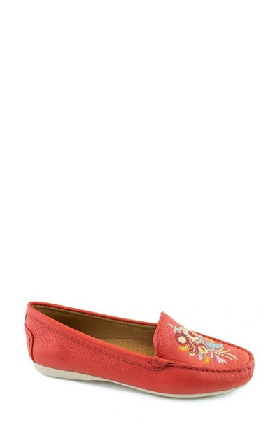 Shop Driver Club Usa Nashville Embroidered Driving Loafer In Strawberry Tumbled/ White Sole