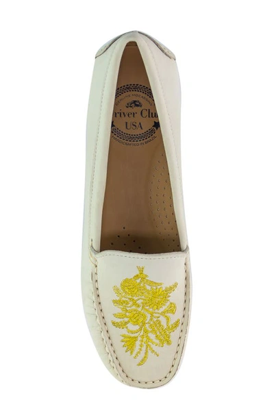 Shop Driver Club Usa Nashville Embroidered Driving Loafer In Cream Nubuck/ White Sole