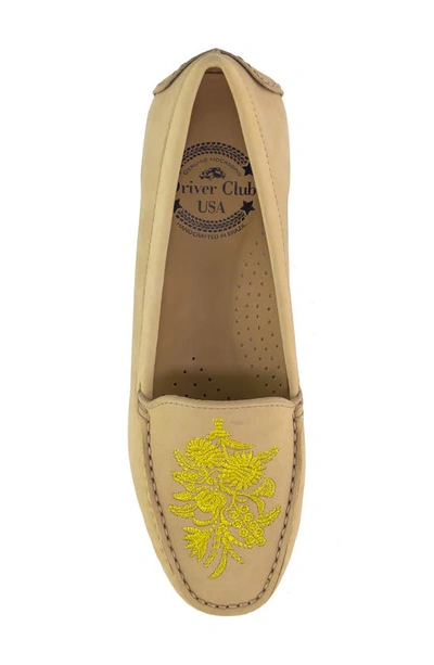 Shop Driver Club Usa Nashville Embroidered Driving Loafer In Sand Nubuck/ White Sole