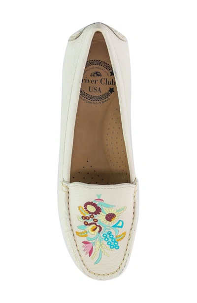 Shop Driver Club Usa Nashville Embroidered Driving Loafer In Cream Tumbled/ White Sole