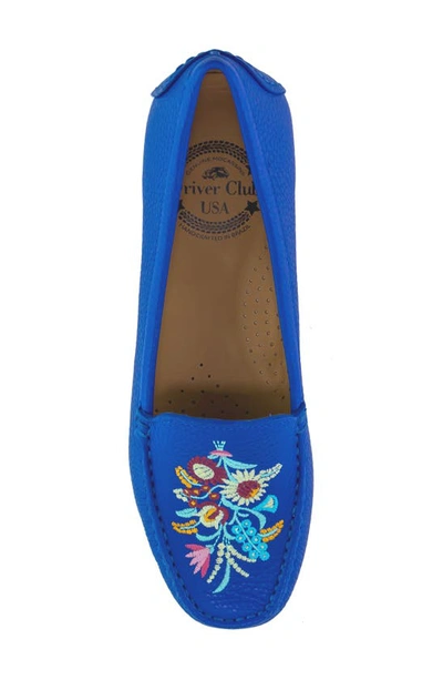 Shop Driver Club Usa Nashville Embroidered Driving Loafer In Royal Tumbled/ White Sole
