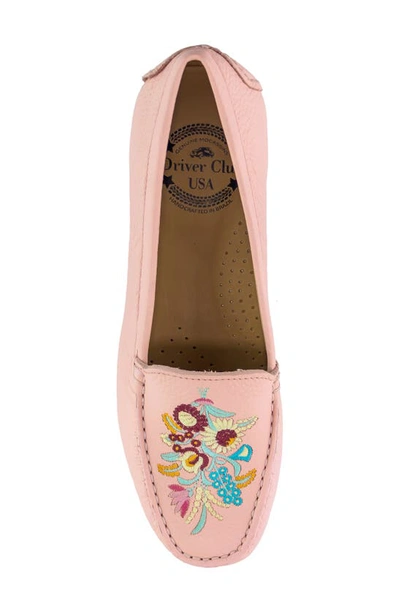 Shop Driver Club Usa Nashville Embroidered Driving Loafer In Baby Pink Tumbled/ White Sole