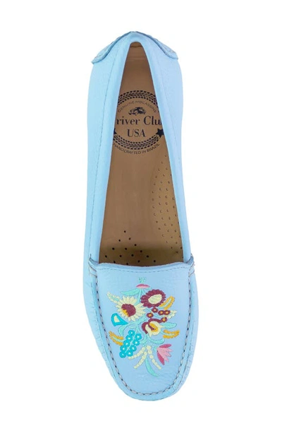 Shop Driver Club Usa Maple Ave Penny Loafer In Baby Blue Tumbled/ White Sole