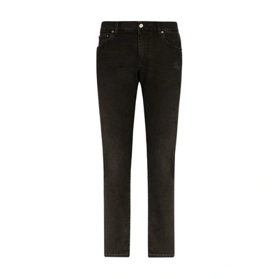 Shop Dolce & Gabbana Slim Fit Stretch Denim Jeans With Subtle Abrasions In Combined_colour