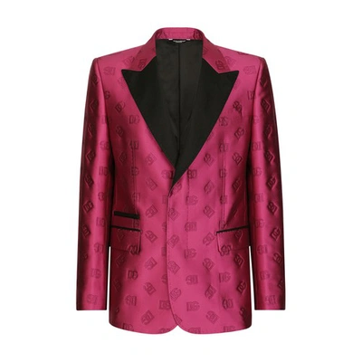 Shop Dolce & Gabbana Single-breasted Sicilia-fit Tuxedo Jacket In Fuxia