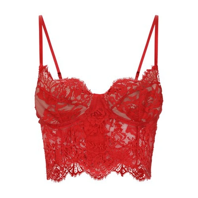 Shop Dolce & Gabbana Lace Lingerie Corset Top In Nail_red
