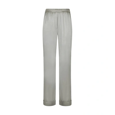 Shop Dolce & Gabbana Kim  Satin Pajama Pants With Piping In Grey