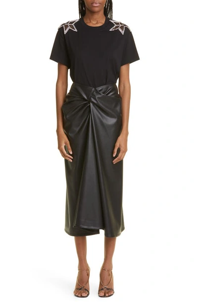 Shop Stella Mccartney Altermat Draped Faux Leather Skirt In 1000 - Black
