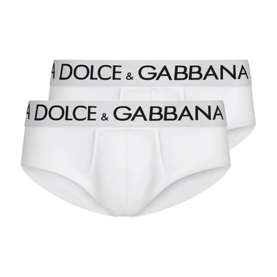 Shop Dolce & Gabbana Two-pack Cotton Jersey Brando Briefs In Optical_white