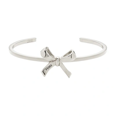 Shop Fendi Bow Bracelet In Argent
