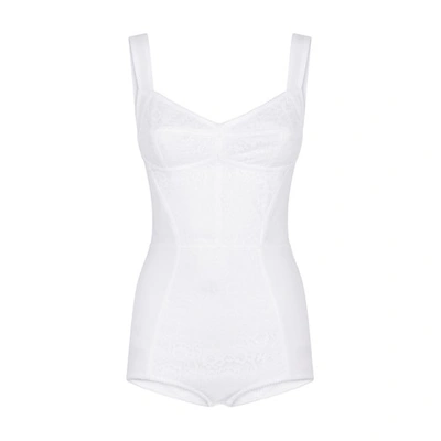 Shop Dolce & Gabbana Corset Bodysuit In Optical_white