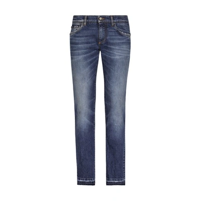Shop Dolce & Gabbana Washed Skinny Fit Stretch Denim Jeans In Combined_colour
