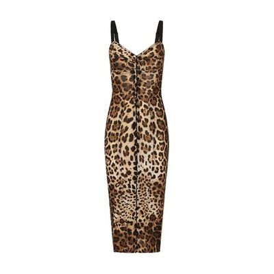 Shop Dolce & Gabbana Marquisette Calf-length Dress In Leo_new