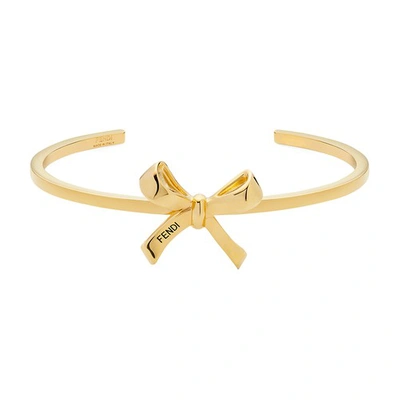 Shop Fendi Bow Bracelet In Dore