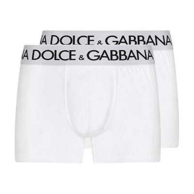 Shop Dolce & Gabbana Two-pack Cotton Jersey Boxers In Optical_white