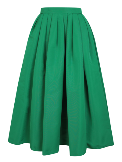 Shop Alexander Mcqueen Pleated Midi Green Skirt