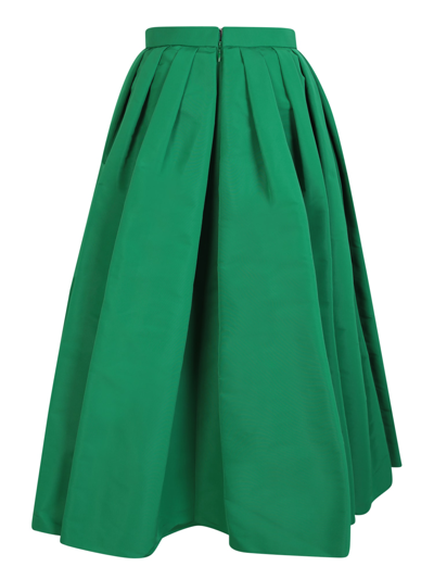 Shop Alexander Mcqueen Pleated Midi Green Skirt