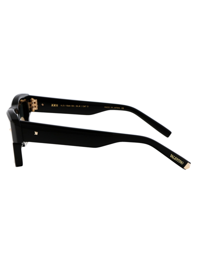 Shop Valentino Xxii Sunglasses In Black - White Gold W/dark Green Lenses