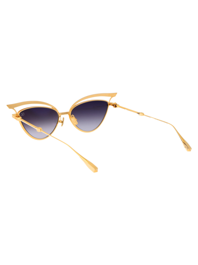 Shop Valentino V - Glassliner Sunglasses In Yellow Gold - Black Enamel W/dark Grey To Light Grey