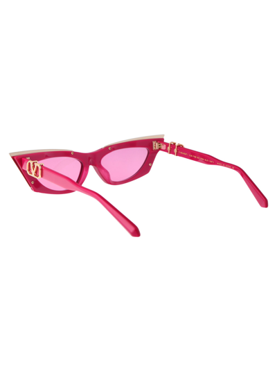 Shop Valentino V - Goldcut - I Sunglasses In 113c Pink - White Gold W/ Va Pink - Ar