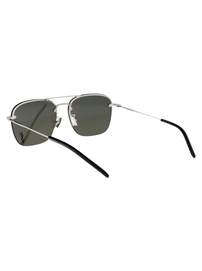 Shop Saint Laurent Sl 309 M Sunglasses In 006 Silver Silver Grey