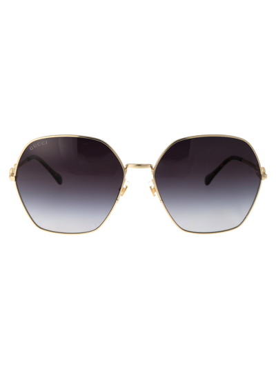 Shop Gucci Gg1335s Sunglasses In 001 Gold Gold Grey