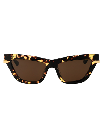 Shop Bottega Veneta Bv1241s Sunglasses In 002 Havana Gold Brown