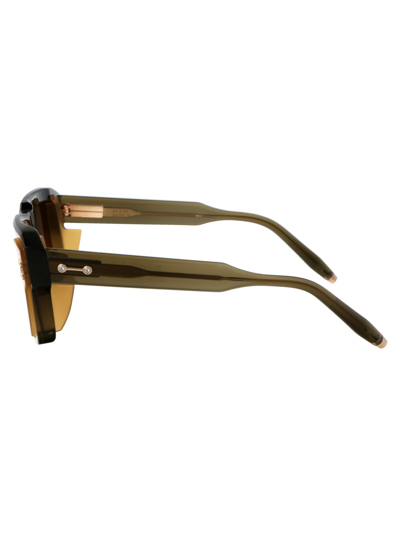 Shop Akoni Hercules Sunglasses In Olive-crystal Olive Side Shield W/g-15