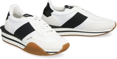 Shop Tom Ford James Leather Low-top Sneakers In White