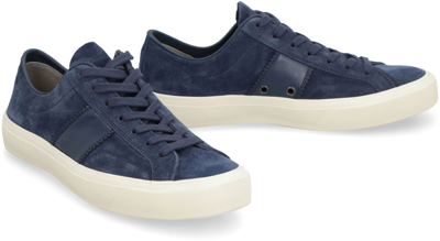 Shop Tom Ford Cambridge Suede Sneakers In Blue