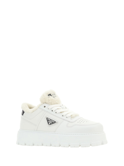 Shop Prada Winter Sneakers In Bianco