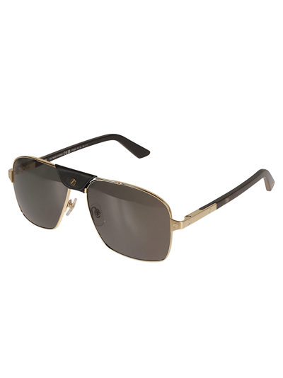 Shop Cartier Aviator Logo Detail Sunglasses In Gold/black