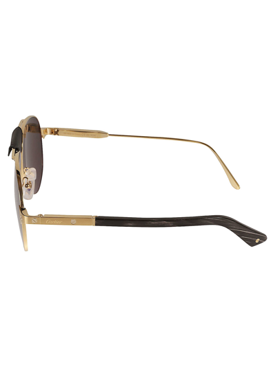 Shop Cartier Aviator Classic Sunglasses In Gold