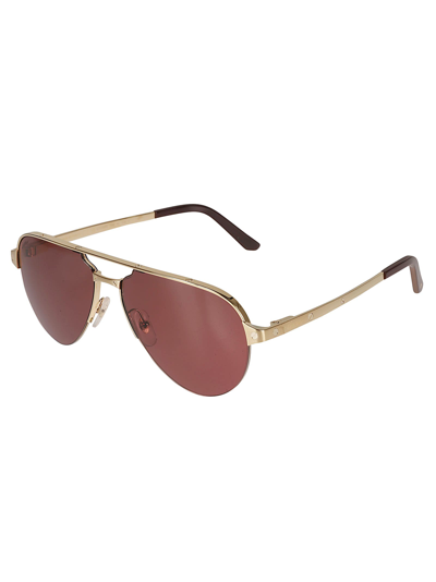 Shop Cartier Aviator Classic Sunglasses In Gold/red