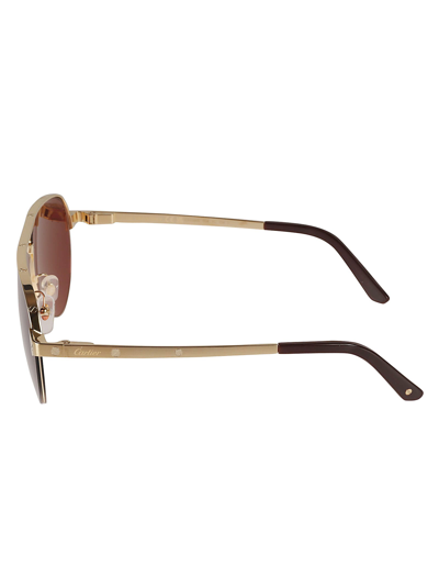 Shop Cartier Aviator Classic Sunglasses In Gold/red