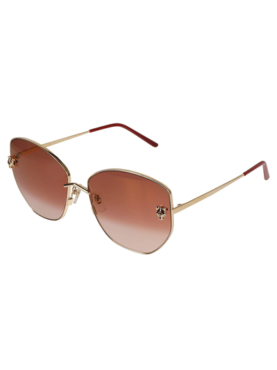 Shop Cartier Curve Square Sunglasses In Gold/red