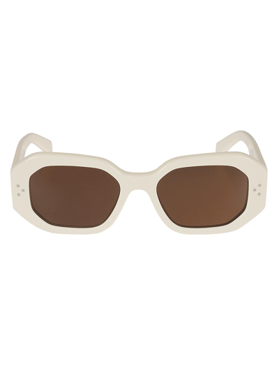 Shop Celine Logo Sided Geometric Lens Sunglasses In N/a