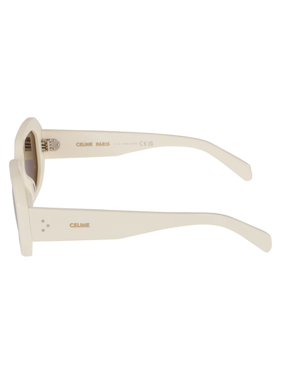 Shop Celine Logo Sided Geometric Lens Sunglasses In N/a
