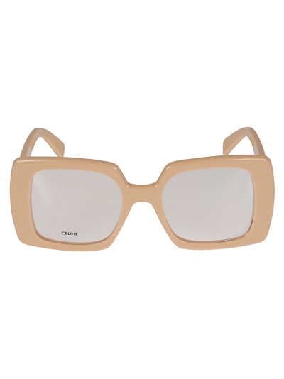 Shop Celine Logo Sided Square Lens Glasses In N/a