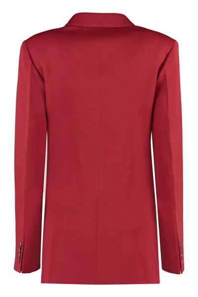 Shop Victoria Beckham Double-breasted Wool Blazer In Red