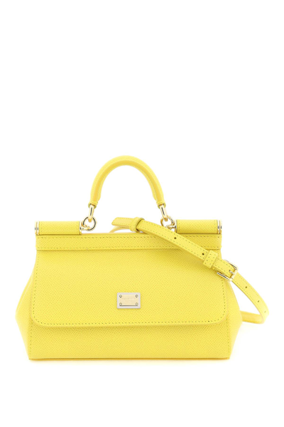Shop Dolce & Gabbana Dauphine Mini Sicily Bag In Giallo Intenso (yellow)