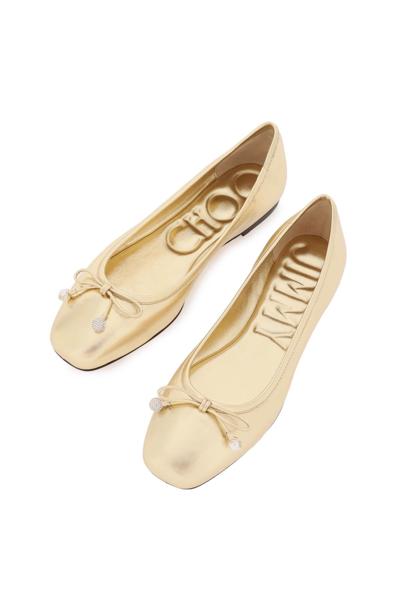 Shop Jimmy Choo Elme Ballerina Flats In Gold (gold)