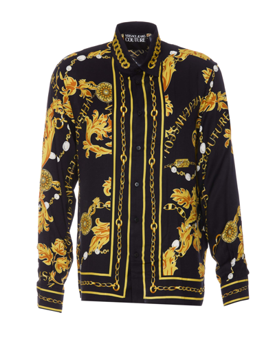 Shop Versace Jeans Couture Chain Couture Print Shirt In Black/gold