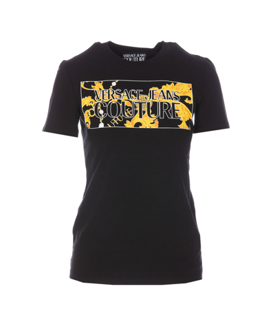 Shop Versace Jeans Couture Logo Couture Print T-shirt In Black