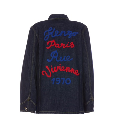 Shop Kenzo Workwear Denim Jacket Rue Vivienne In Blue