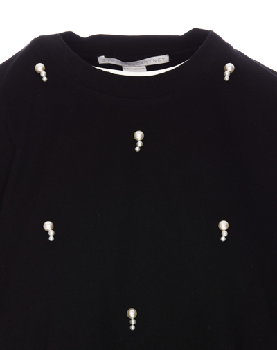 Shop Stella Mccartney Embroidered Pearls T-shirt In Black