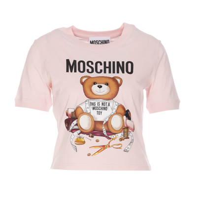 Shop Moschino Logo Teddy T-shirt In Pink
